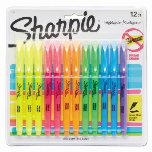 Photo 1 of Sharpie Pocket Highlighters Chisel Tip Fluorescent Colors 12 Count