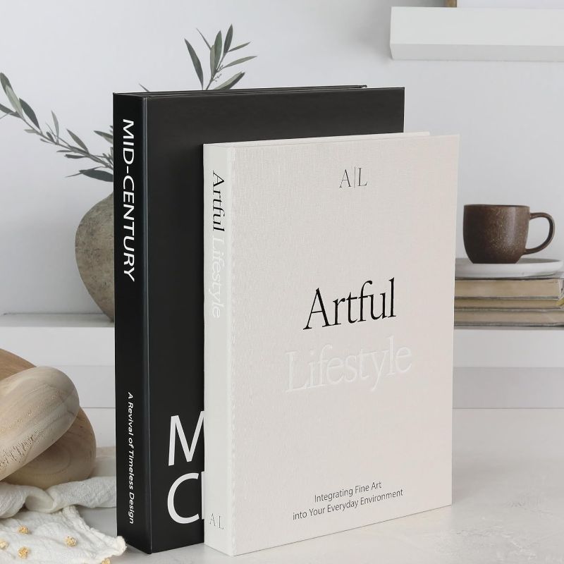 Photo 1 of Aesthetic Decorative Books - Set of 2 Stylish Boxes Enhance Your Coffee Table, Bookshelf or Mantel Decor - Beautiful Fake/Faux Books for Modern Home Decoration, Photo Storage and as a Keepsake Box