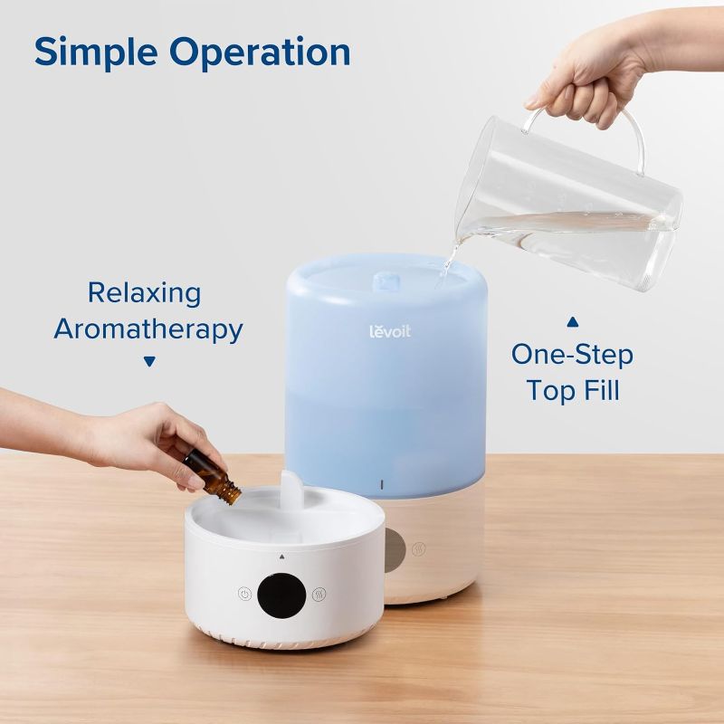 Photo 1 of LEVOIT Dual 200S Smart Humidifiers for Bedroom, Top Fill, Customize Humidity for Home, Baby Nursery & Plants with Humidistat, Essential Oil Diffuser, Schedule, Timer, APP & Voice Control, 3L