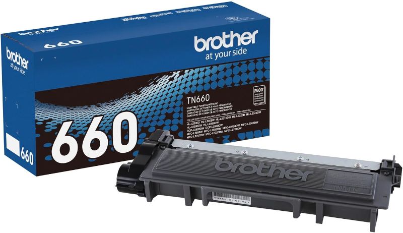 Photo 1 of Brother Genuine High Yield Toner Cartridge, TN660, Replacement Black Toner, Page Yield Up to 2,600 Pages, Amazon Dash Replenishment Cartridge, Black, 1 pack