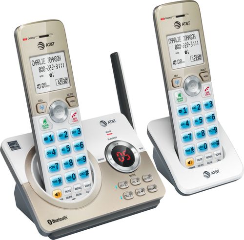 Photo 1 of At&T DECT 6.0 2-Handset Cordless Phone for Home with Connect to Cell Call Blocking 1.8 Backlit Screen Big Buttons Intercom and Unsurpass