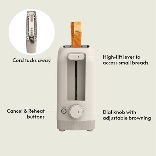 Photo 1 of Bella 2-Slice Slim Toaster with Extra Long Slot 6 Setting Shade Control with Reheat & Cancel Buttons Oatmilk