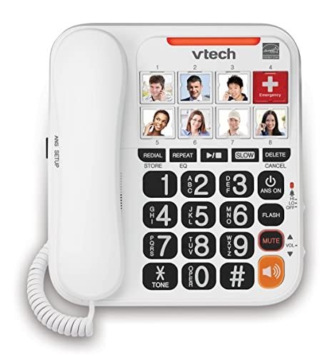 Photo 1 of VTECH SN1127 Amplified Corded Answering System. 8 Photo Speed Dial, 90dB Ringer Volume, Big High-Contrast Buttons, Audio Booster(+40db), Visual Ringer