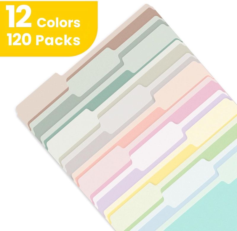 Photo 1 of SUNEE File Folders, 120 Pack Manilla Folders 8.5 x 11, 12 Colors Folder Office Organization Home School Folders for Documents Files Paper