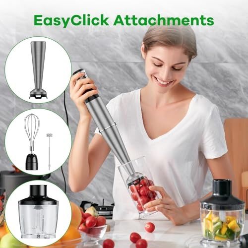 Photo 1 of Corded Hand Blender 1100W 5 in 1 Stick Blender Emulsion Blender with Chopper Whisk and Frother
