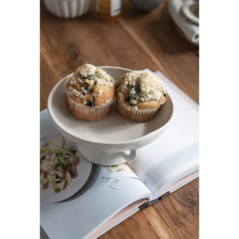 Photo 1 of Creative Co-Op Stoneware Footed Pedestal/Bowl with Handles Reactive Glaze White