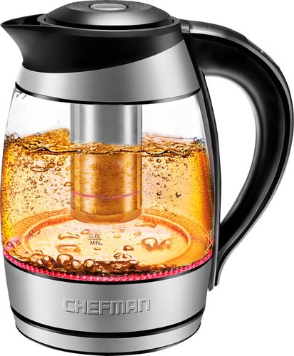 Photo 1 of Chefman 1.8L Electric Glass Kettle W/ Temperature Control Removable Tea Infuser - Stainless Steel
