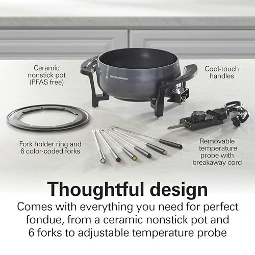 Photo 1 of 3 Quart Ceramic Cheese, Chocolate or Broth Fondue Pot with Fondue Forks