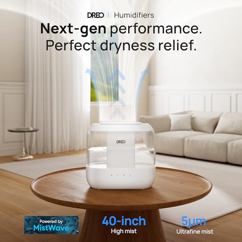 Photo 1 of Dreo Humidifiers for Bedroom Top Fill 4L Supersized Cool Mist Humidifier with Oil Diffuser and Nightlight 32H Runtime Quiet Ultrasonic Humidifiers