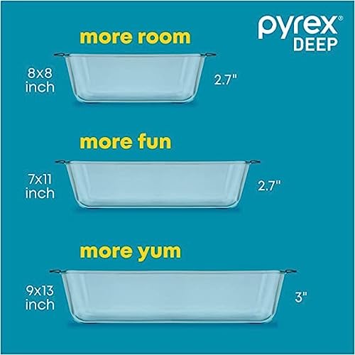 Photo 1 of Pyrex Deep 9X13-Inch Glass Baking Dish with Lid, Deep Casserole Dish, Glass Food Container, Oven, Freezer and Microwave Safe, Clear Container