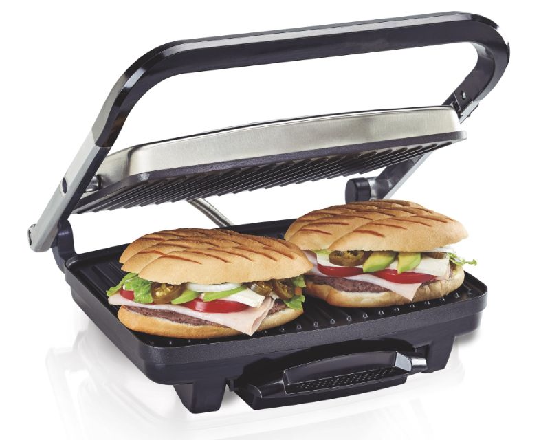 Photo 1 of Hamilton Beach Panini Press & Indoor Electric Grill, 1500 Watts, Nonstick Plates, Stainless Steel