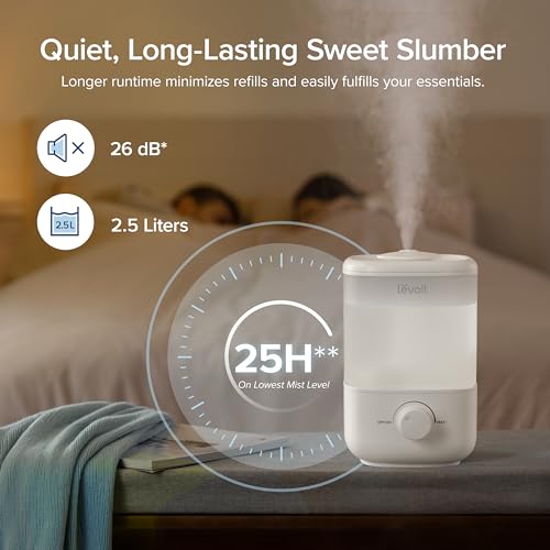 Photo 1 of LEVOIT Bedroom Top Fill Humidifier 2.5L Water Tank for Large Rooms Easy to Fill and Clean 28 DB Silent Cool Mist Air Humidifier