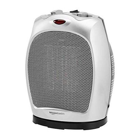 Photo 1 of Basics 1500W Oscillating Ceramic Heater with Adjustable Thermostat Silver