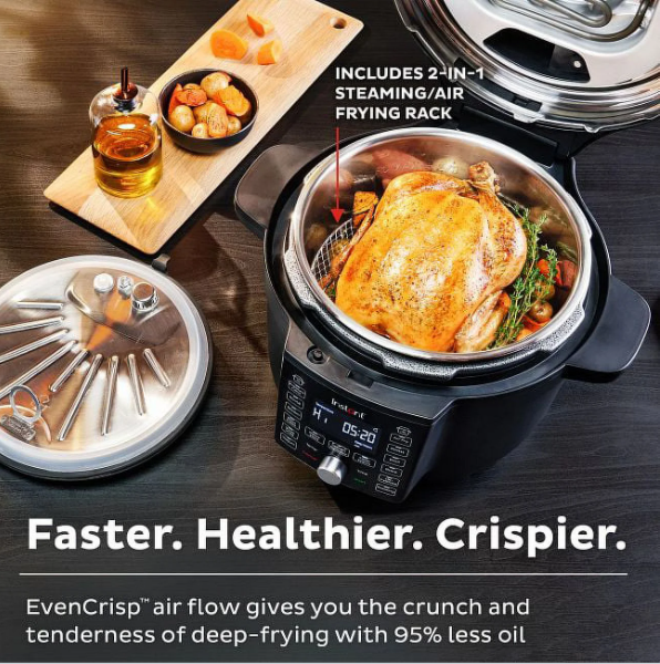 Photo 1 of Instant Pot 6.5Qt Duo Crisp with Ultimate Lid, 13-in-1 Multi-Cooker and Air Fryer Combo, Pressure Cook, Slow Cook, Air Fry, and more, Black