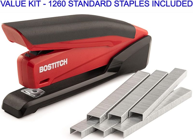 Photo 1 of Bostitch Stapler - InPower, One Touch Heavy Duty Red Office Stapler with Built-in Staple Remover, 20 Sheet Capacity, 1260 Staples Included
