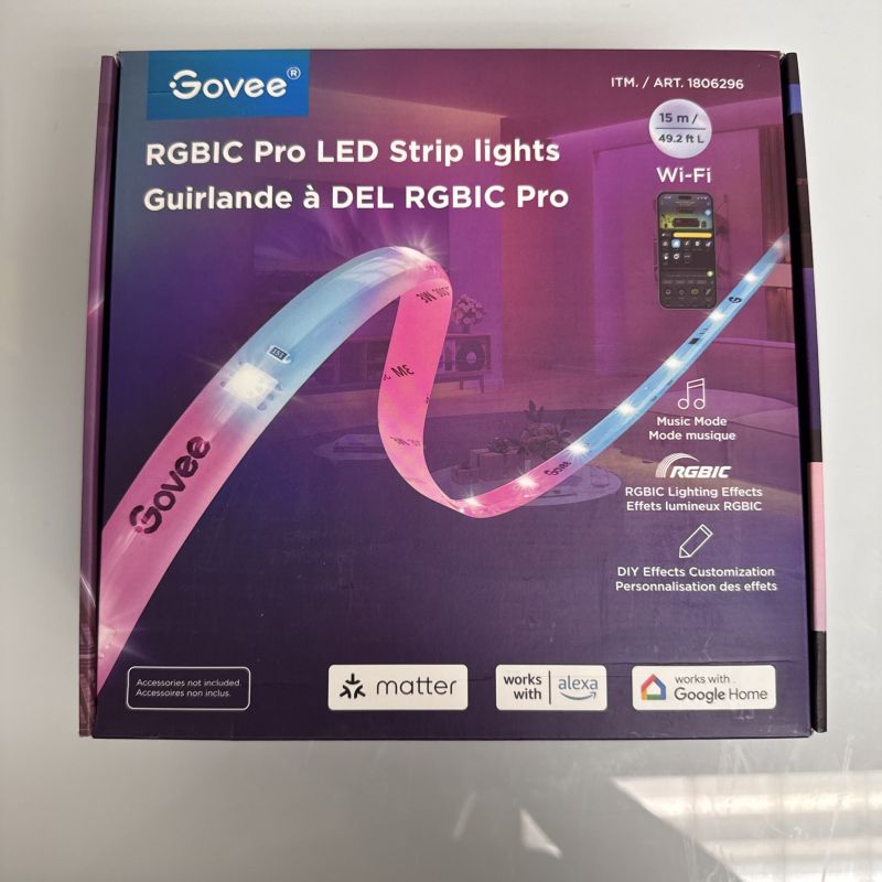 Photo 1 of Govee Smart RGBIC Pro 49.2 Ft LED Strip Lights – 64+ Scenes & Music Sync New