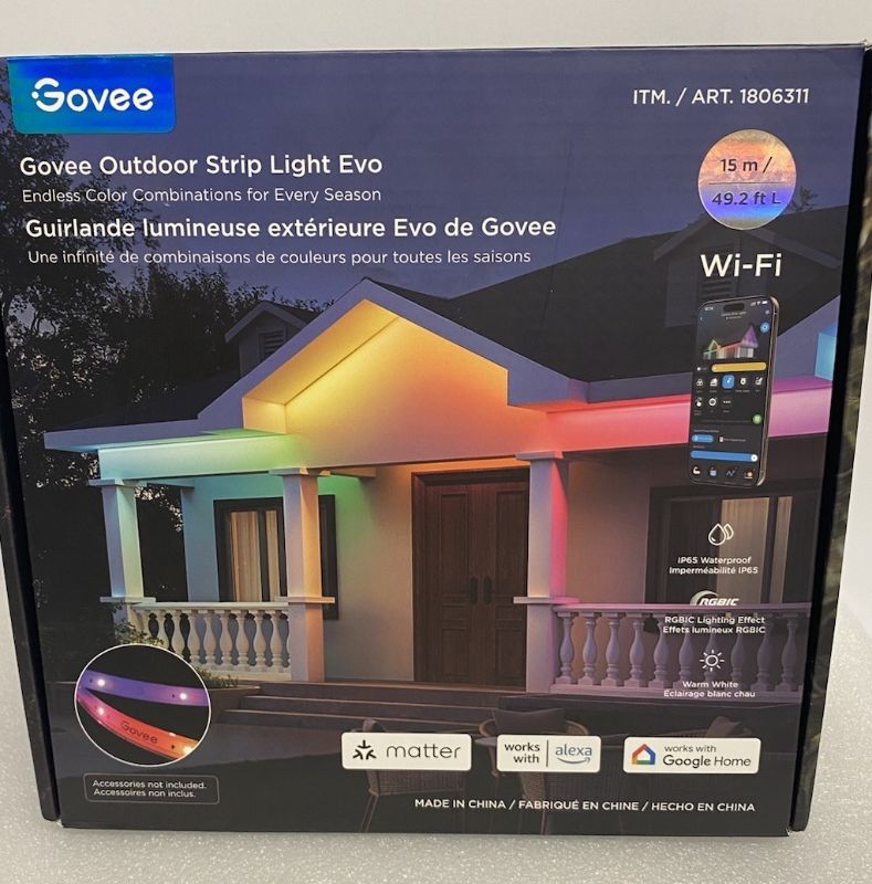 Photo 1 of Govee Outdoor Strip Light H6176D RGBIC Wi-Fi Smart App Control 49.2 Ft