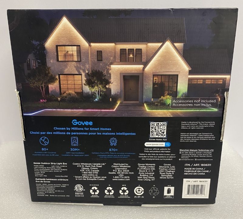 Photo 1 of Govee Outdoor Strip Light H6176D RGBIC Wi-Fi Smart App Control 49.2 Ft