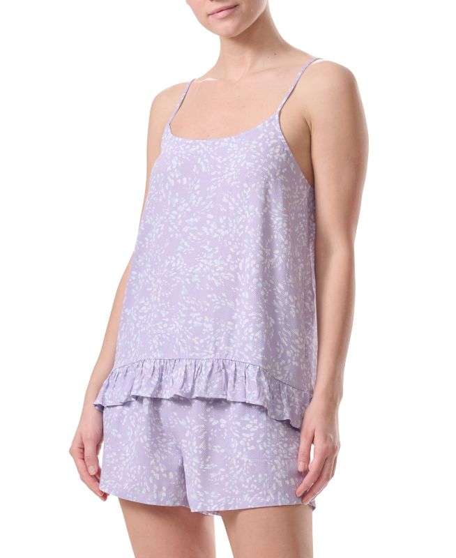 View 1 of Splendid Women's Ruffled-Hem Boxer Pajamas Top - Breezy Love - Size Small (TOP ONLY)