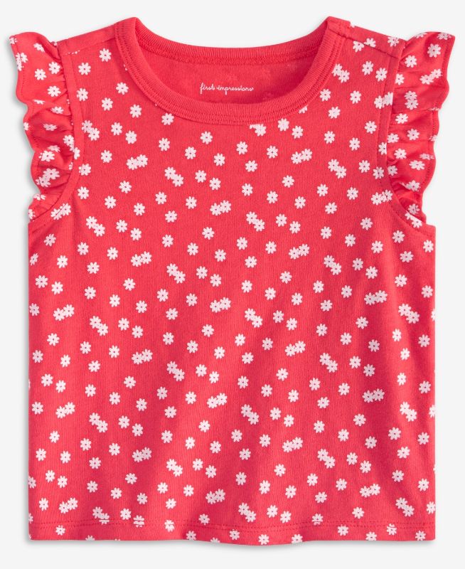 Photo 1 of First Impressions Baby Girls Daisy Dot-Print T-Shirt - Dry Cherry - Size 24 Months 