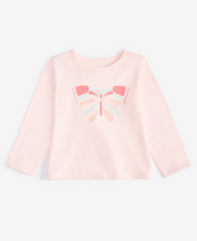 Photo 1 of First Impressions Baby Girls Long-Sleeve Butterfly Graphic T-Shirt - Beloved Pink - Size 3-6 Months
