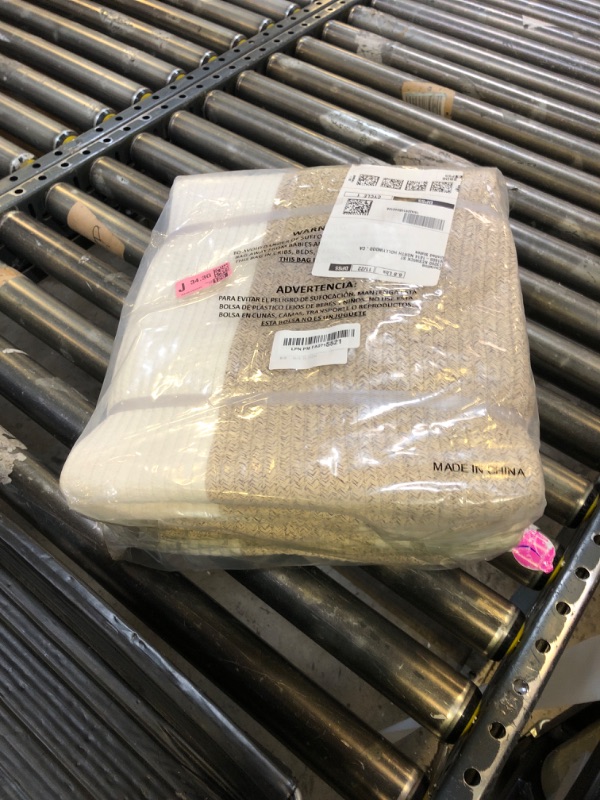 Photo 1 of OIAHOMY 13 Kallax Inch Cube Storage Bins, 3-Pack Cotton Rope Woven Baskets for Organizing, Kallax Insert Storage Baskets for Shelves, Baby Nursery, Closet Organizer, 15*13*12.6IN, Brown & White