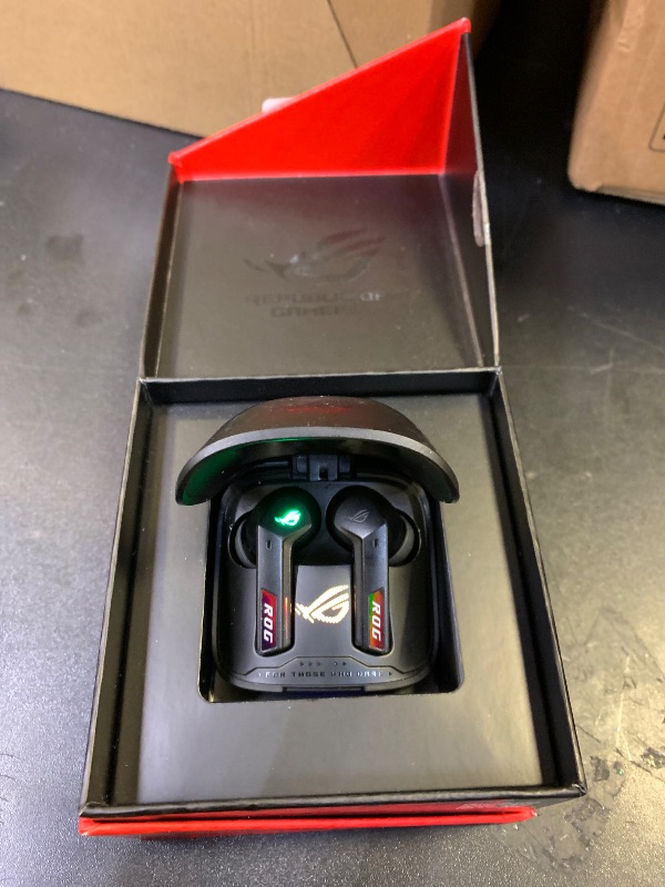 Photo 4 of ASUS ROG Cetra True Wireless SpeedNova Gaming Earbuds – Dual-Mode (BT, 2.4GHz), Dirac Opteo, Bone-Conduction AI Mic, Adaptive ANC, 46Hr Battery, for PC, PS5, PS4, Switch, Mobile, ROG Ally/X - Black