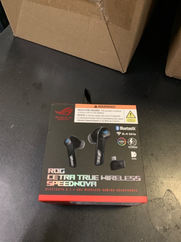 Photo 1 of ASUS ROG Cetra True Wireless SpeedNova Gaming Earbuds – Dual-Mode (BT, 2.4GHz), Dirac Opteo, Bone-Conduction AI Mic, Adaptive ANC, 46Hr Battery, for PC, PS5, PS4, Switch, Mobile, ROG Ally/X - Black