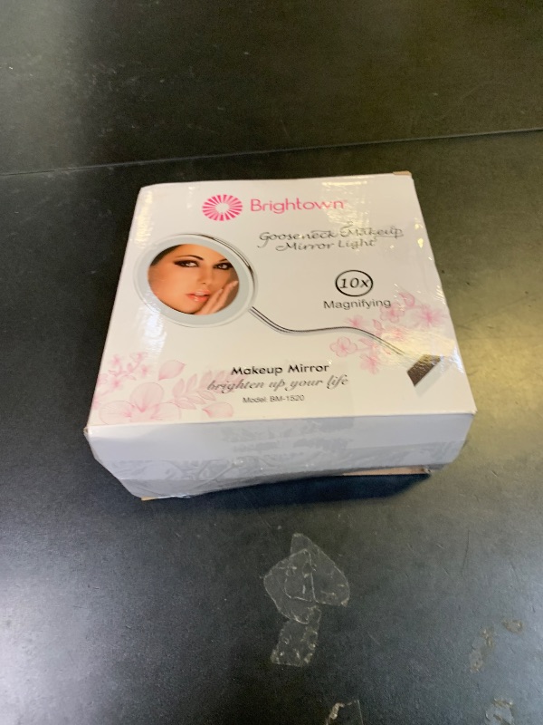 Photo 1 of 10x Magnifying Mirror with Light, Flexible Gooseneck Make up Mirror with Lights and Magnification, Battery Operated Cordless with Suction Cups for Wall Bathroom