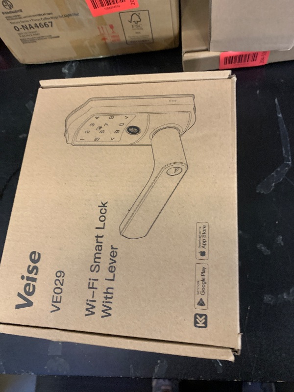 Photo 1 of Veise VE029 WiFi Smart Lever Lock, Fingerprint Keyless Entry Door Lock with Handle, Built-in WiFi, Remote App Control, Electronic Digital Knob for Front Door and Bedroom, IP65 Waterproof, Matte Black