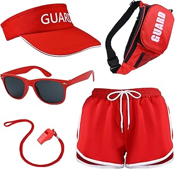 Photo 1 of 5 PCS Guard Costume Include Shorts, Hat, Sunglasses, Fanny Pack and Whistle for Men Women Halloween Party Dress - L