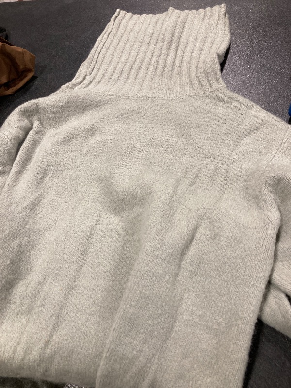 Photo 1 of FISACE Womens Oversized Turtleneck Pullover Sweater Cable Knit Long Sleeve Sweater Tops A-Gray - M 
