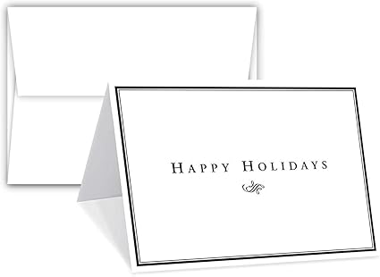 Photo 1 of 2026 Happy Holidays Greeting Cards and Envelopes, Minimalist Border Design, Christmas Xmas New Year Greetings, Corporate, Business, Party Invitations and Thank You Cards - 5" x 7" - 25 per Pack
