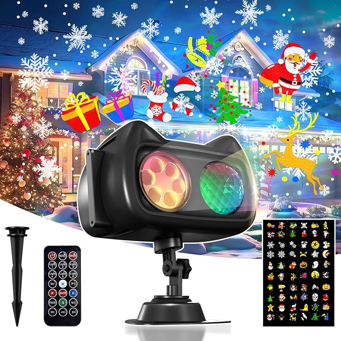 Photo 1 of **sSELLIG FOR PARTS***Halloween Christmas Projector Lights Outdoor Indoor, 2 in 1 HD Remote Control 60 Pattern Led Holiday Projector Light, IP44 Waterproof Decorations, Landscape Decor Outside for Xmas Yard Party