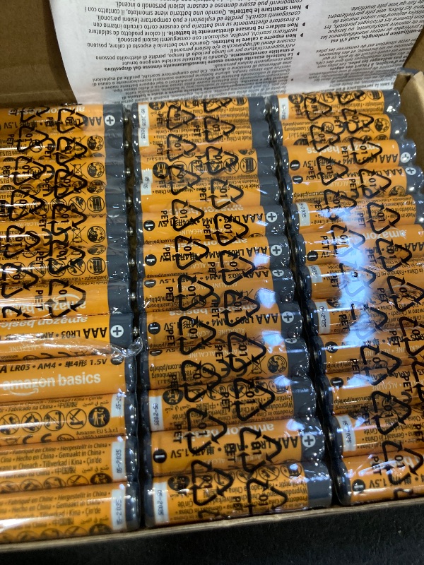 Photo 1 of Amazon Basics AAA Alkaline High-Performance Batteries, 1.5 Volt, 10-Year Shelf Life, 36 Count (Pack of 1)