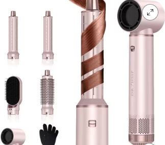 Photo 1 of 5 in 1 Hot Air Styler Wrap – High-Speed Hair Dryer Brush with Auto Wrap Curlers, Fast Drying & Frizz-Free Styling, No Heat Damage, Volumizing Brush with Travel Bag Gift for Women