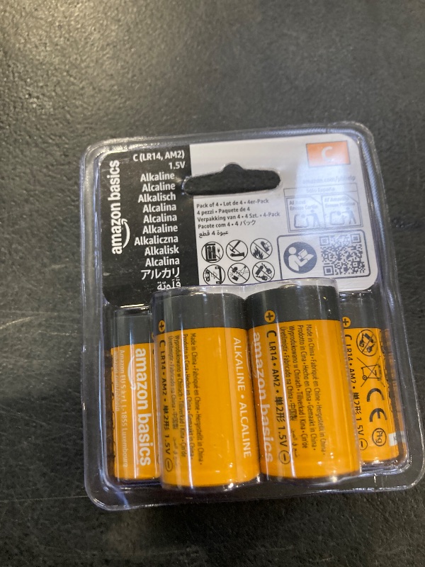 Photo 1 of Amazon Basics 4-Pack C Cell Alkaline All-Purpose Batteries, 1.5 Volt, 5-Year Shelf Life