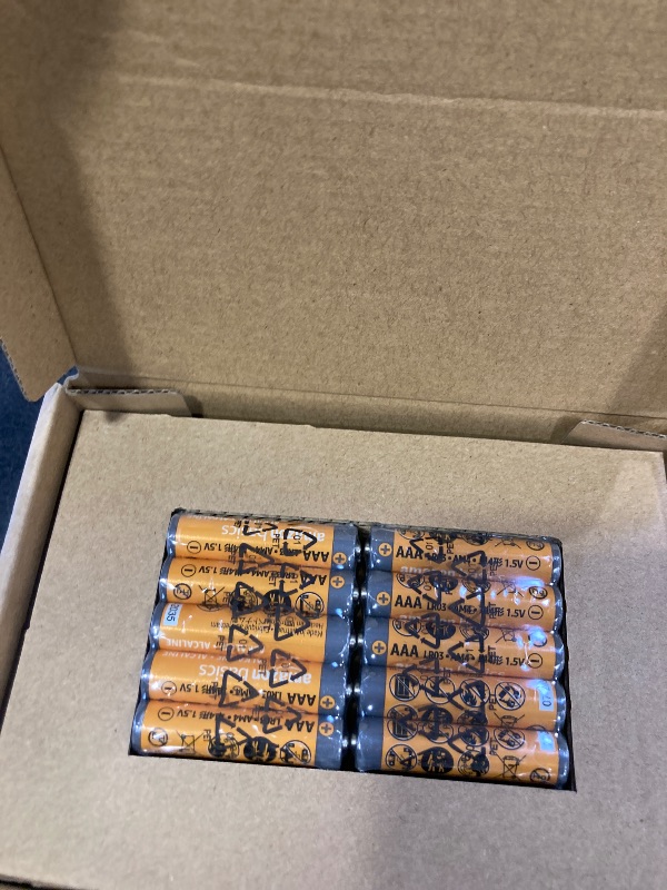 Photo 1 of Amazon Basics AAA Alkaline High-Performance Batteries, 1.5 Volt, 10-Year Shelf Life, 100 Count (Pack of 1)