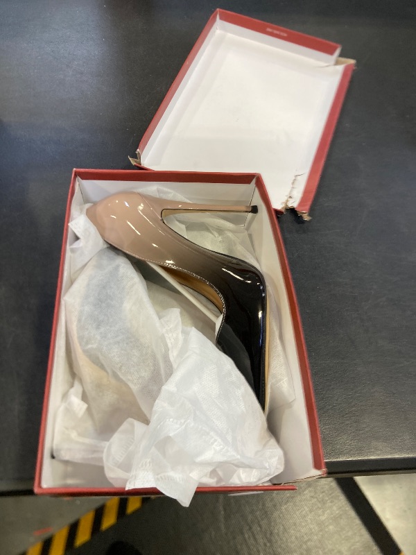 Photo 1 of COLETER Pointy Toe Pumps for Women,Patent Gradient Animal Print High Heels Usual Dress Shoes Nude Black 12cm-NB 8 US
