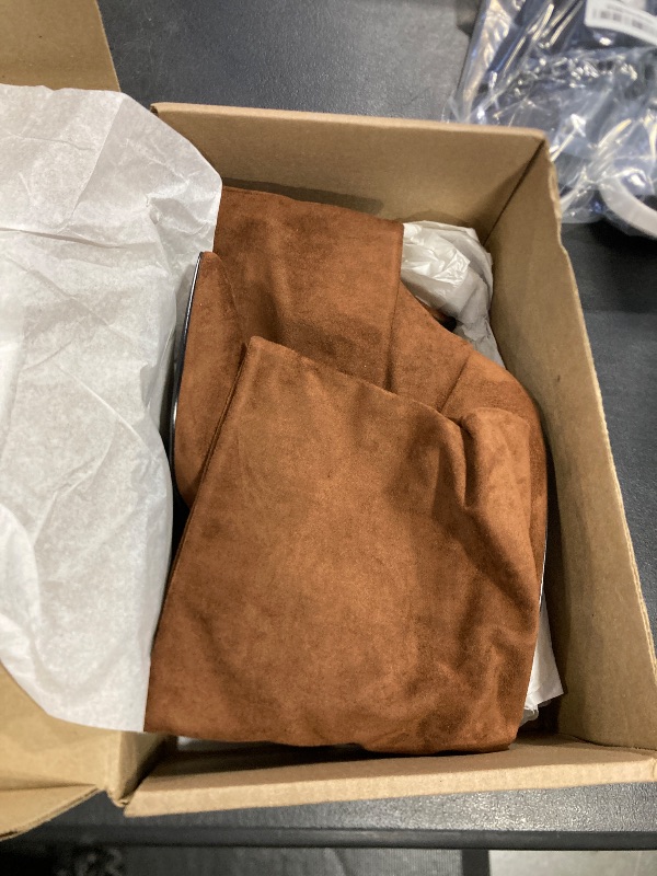 Photo 1 of Modatope Brown Suede Slouchy Mid Calf Boots Pointed Toe Chunky Heel Womens Boots Size 7