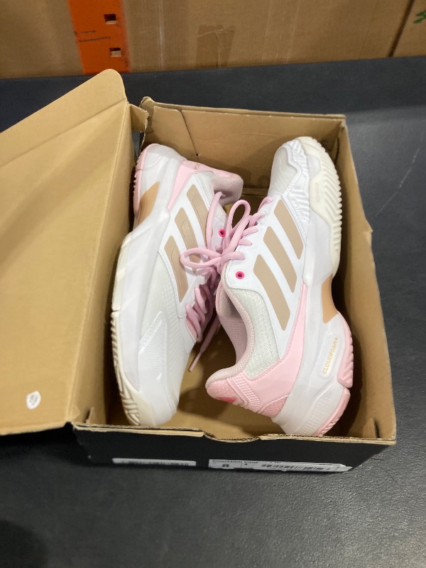 Photo 1 of Adidas Women's CourtJam Control 3 Tennis, White/Silver Metallic/Lucid Pink, 8