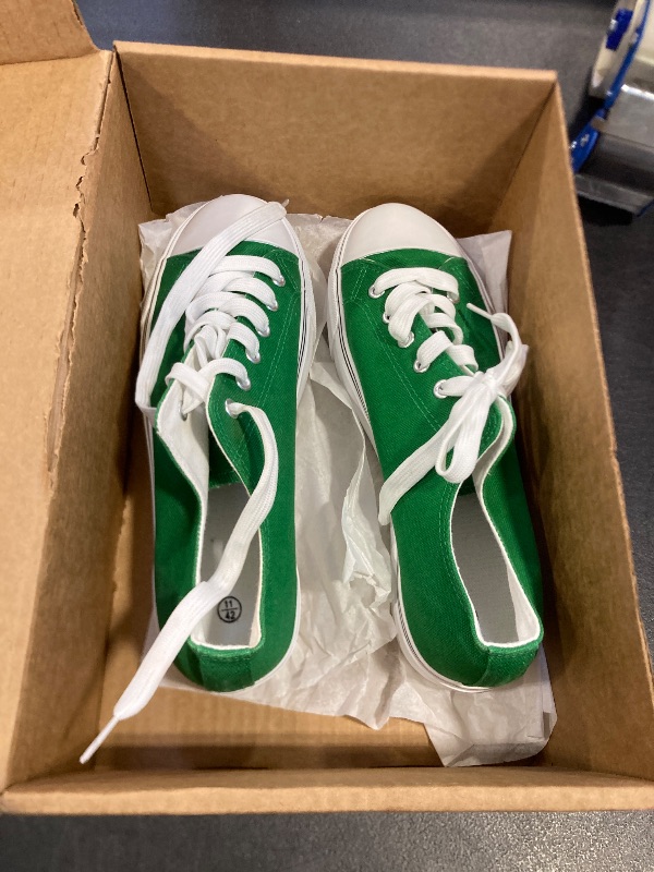 Photo 1 of SERNIAL Womens White Platform Sneakers Low Top Platform Shoes Black Canvas Shoes for Women(Green,US11)