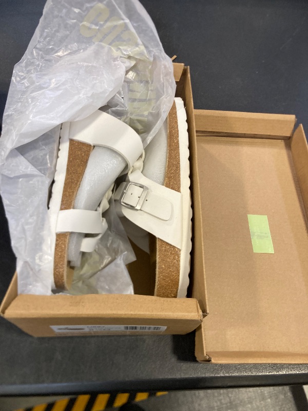 Photo 1 of CUSHIONAIRE Libby Women's Braided Cork Sandals with Arch Support and Adjustable Strap – Comfortable Women’s Sandals, WHITE 8.5