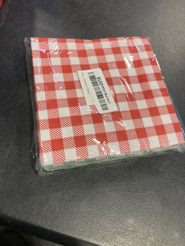View 2 of 48pcs Christmas Napkins-Red Green Gingham Camp Cocktail Napkins Disposable Winter Holiday Dinner Party Setting for Xmas Bathoroom Decor Winter Bachelorette Decoration Cute Birthday Tablescape