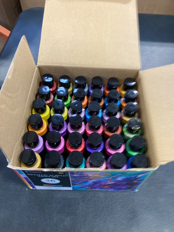 Photo 1 of 52 PCS Metallic Acrylic Paint Set with 12 Brushes, 2 Knives & Palette, 36 Colors (2oz/60ml) Art Craft Paint for Adults Kids Artists Beginners, Canvas Ceramic Rocks Wood Painting Kit Art Supplies