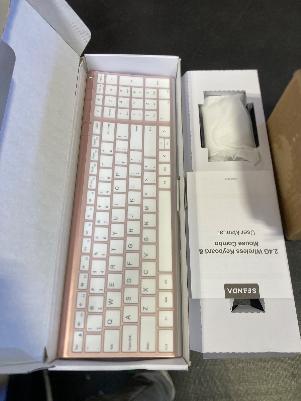 Photo 1 of **MISSING PARTS** Rose Gold Wireless Keyboard Mouse, seenda Slim Low Profile Keyboard and Mouse Set with Silent Keys Portable Size for Windows 7/8/10/11 PC Laptop Computer