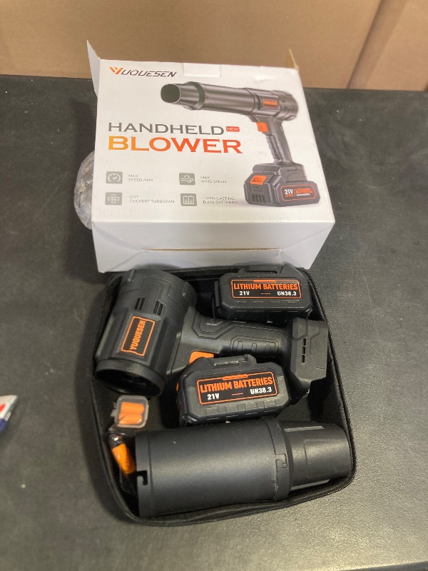 Photo 1 of 990,000 RPM Cordless Leaf Blower - 21V Electric Handheld Leaf Blower with 2×4.0Ah Batteries & Fast Charger - Lightweight for Patio, Lawn, Yard, Deck Cleaning - Sooty