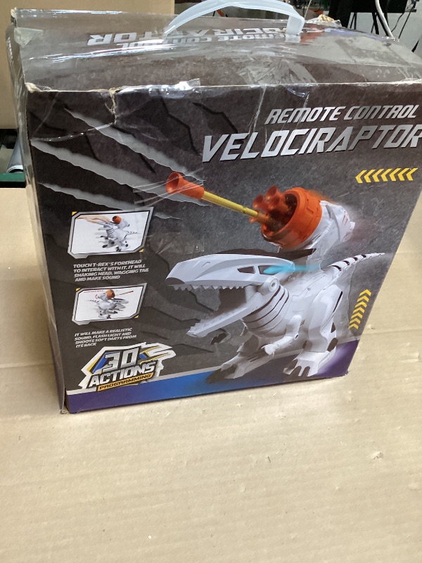 Photo 1 of STEMTRON Programmable Remote Control Robot Dinosaur Toy for Kids, Interactive Robotic Dinosaur, Robo Dinosaur, RC Robot with Touch Sensing, LED Eyes, Dance & Music (Middle Size)