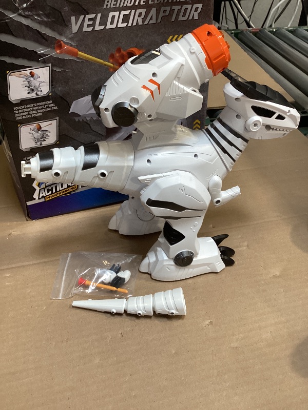 Photo 1 of STEMTRON Programmable Remote Control Robot Dinosaur Toy for Kids, Interactive Robotic Dinosaur, Robo Dinosaur, RC Robot with Touch Sensing, LED Eyes, Dance & Music (Middle Size)