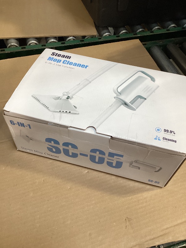 Photo 1 of 6 in1 Rotated Steam Mop Cleaner with 2 Modes, 2 Microfiber Pads, 400ML Removable Tank, 23FT Power Cable, Detachable Steam Cleaner for Floor, Laminate Floor, Tiles Cleaning (Jade White)